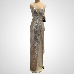 Dazzling Silver Sequin Prom Dress
